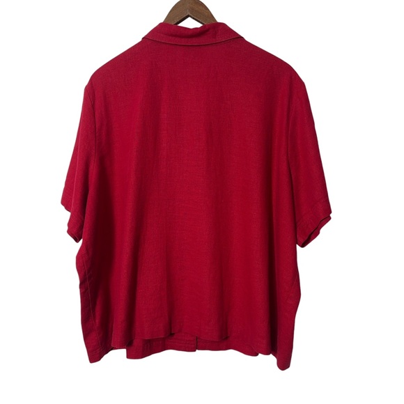 Ease Sport Women Linen Blend Red Button Down Shirt Plus Size 20W - Picture 2 of 4